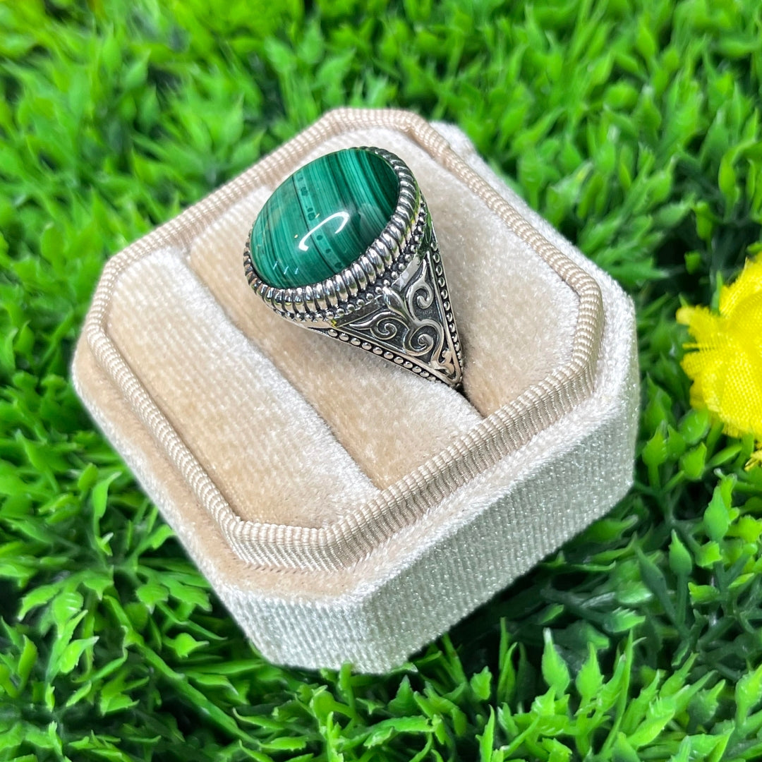 Chevalière Argent Malachite #4