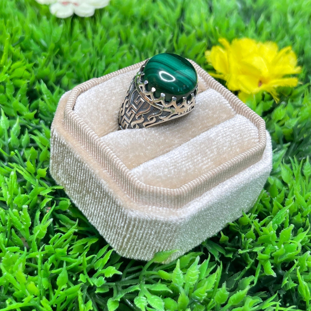 Chevalière Argent Malachite #1