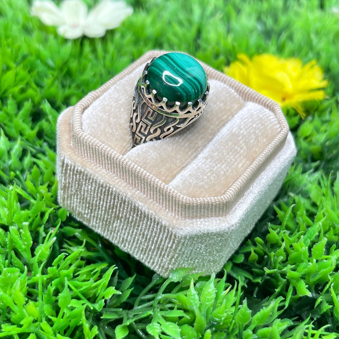 Chevalière Argent Malachite #2