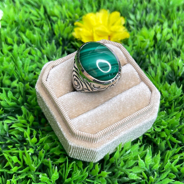 Pendentif Vintage Pérou En Argent Et Malachite - Bijou Ethnique Ancien - Pierre Verte Et Métal Argenté