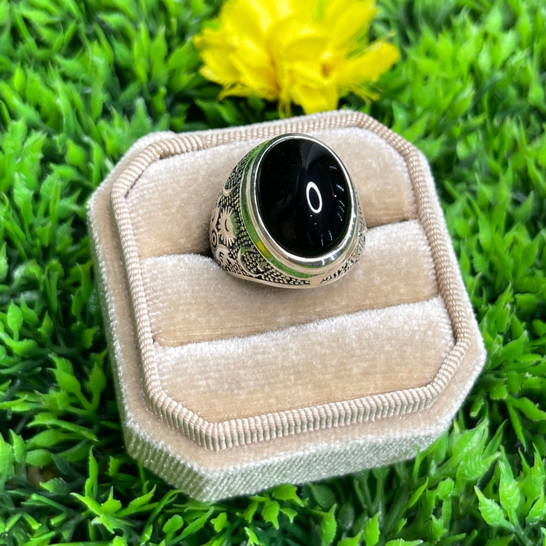 Chevalière Argent Onyx Noir