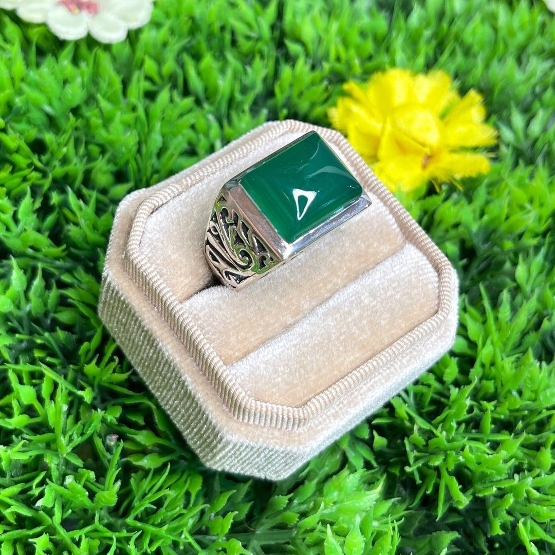 Chevalière Argent Onyx Carré