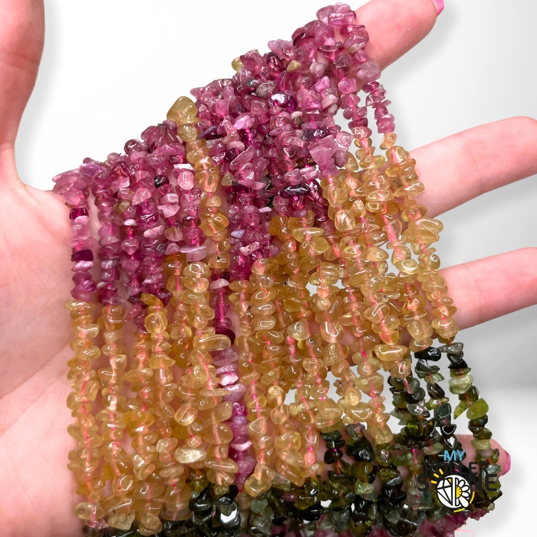 Chips Tourmaline multicolore Dégradée de couleurs (38 CM) - Perles