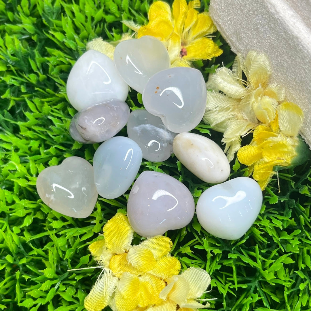 Coeur en Agate Blanche