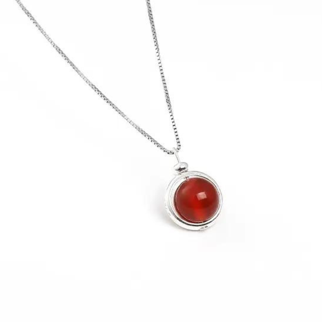 Collier Astre en Argent 925 - Agate rouge - Colliers