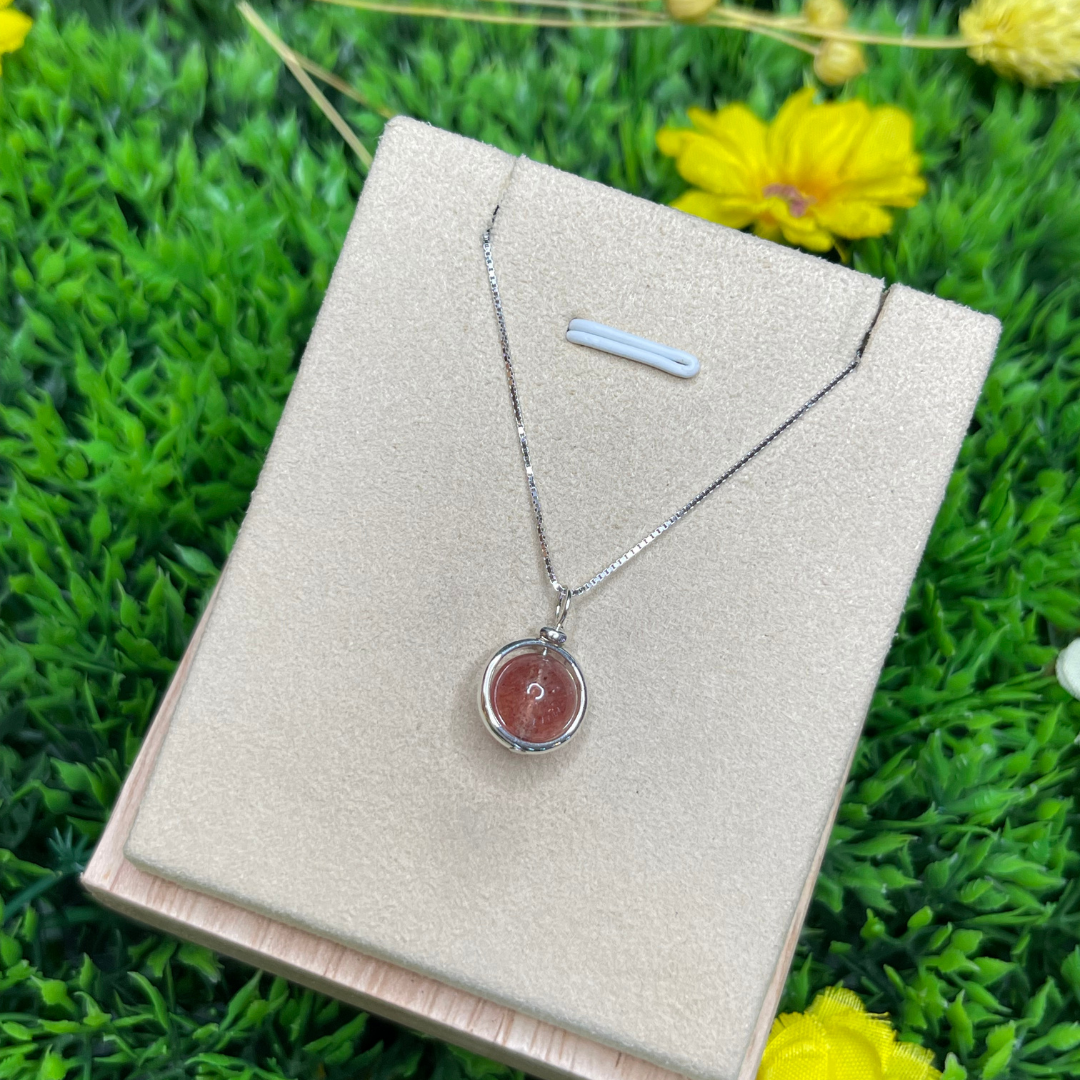 Collier Astre en Argent 925 - Quartz fraise - Colliers