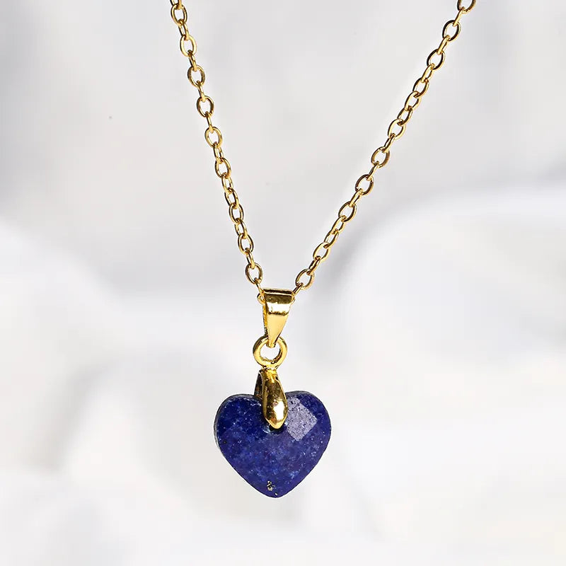Collier coeur pierre naturelle - Lapis lazuli - Colliers