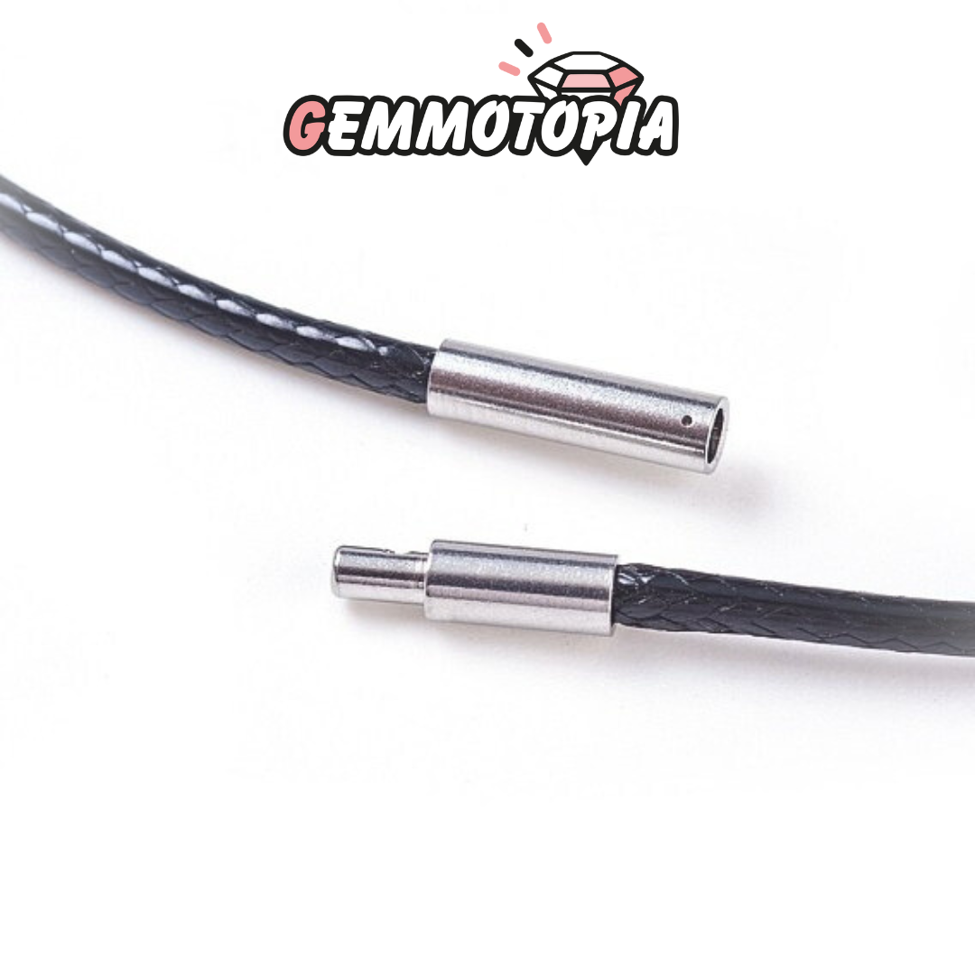 Collier Cordon noir 2mm fermoir acier inoxydable - Chaînes