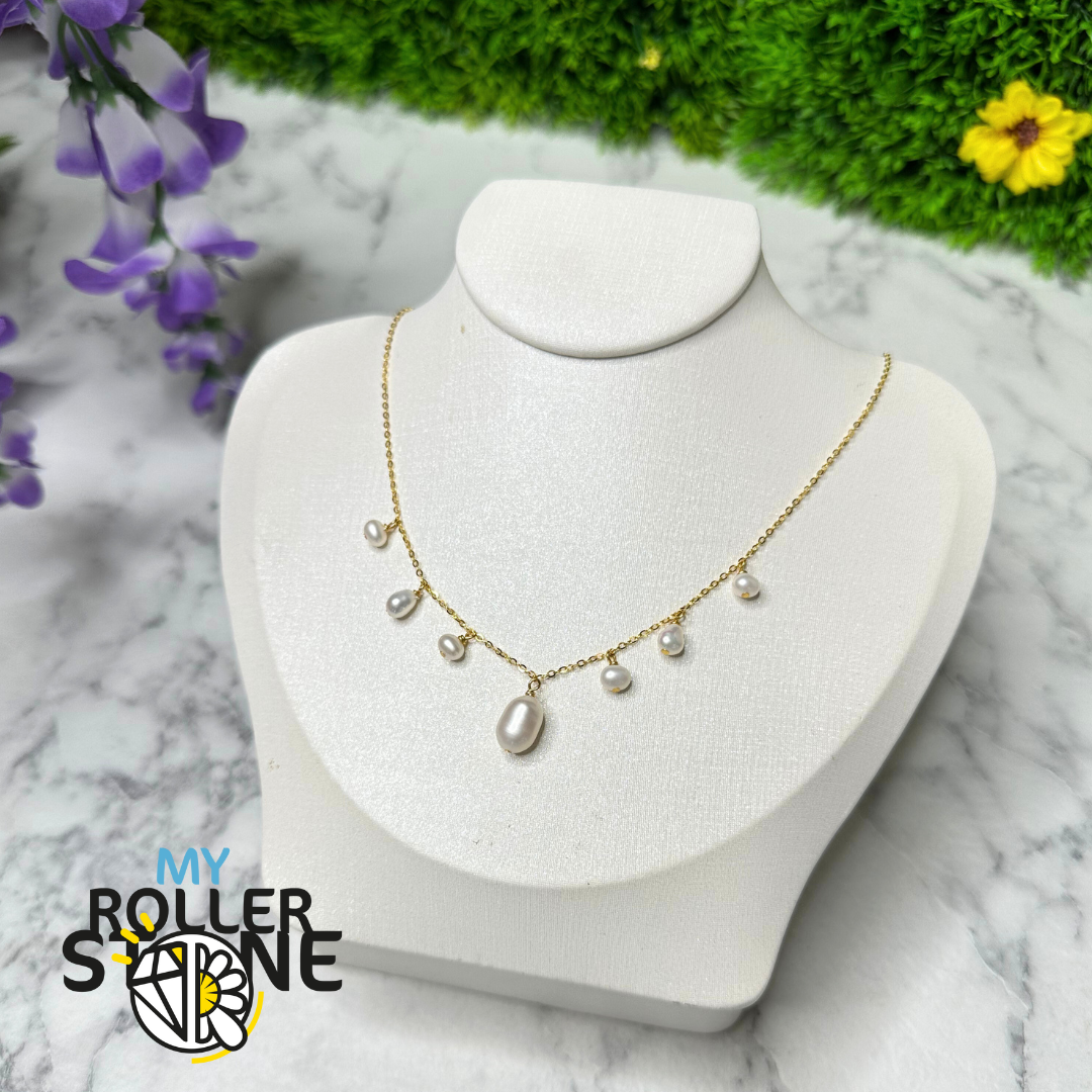 Collier Perles Baroques Avec Pendentif Fleur En Nacre – Gris – Style Naturel Et élégant