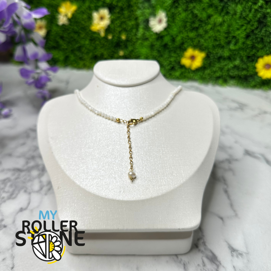 Collana Les Poulettes In Argento Rodiato Con Perla Coltivata 8 Mm – Catena Regolabile 40-45 Cm