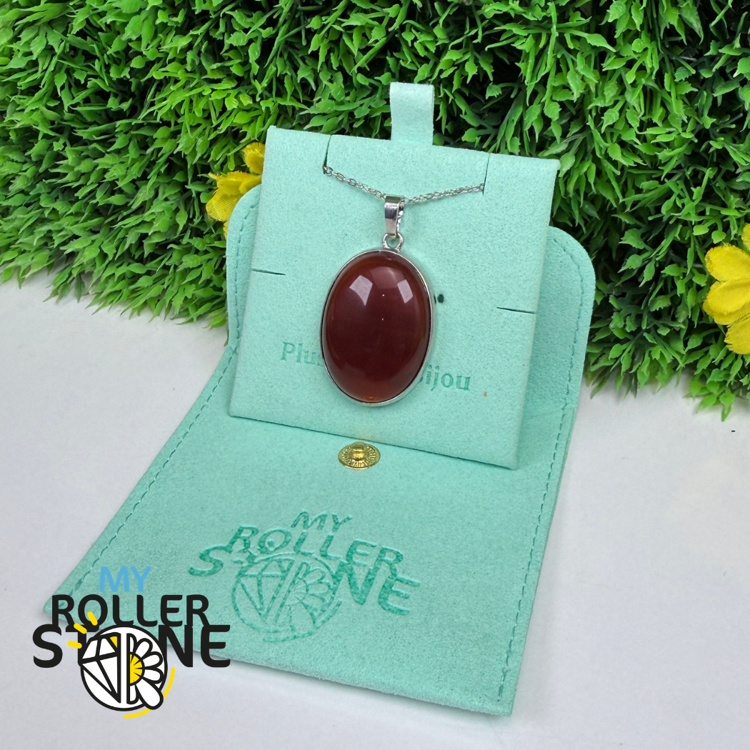 Pendentif Ovale Cornaline serti