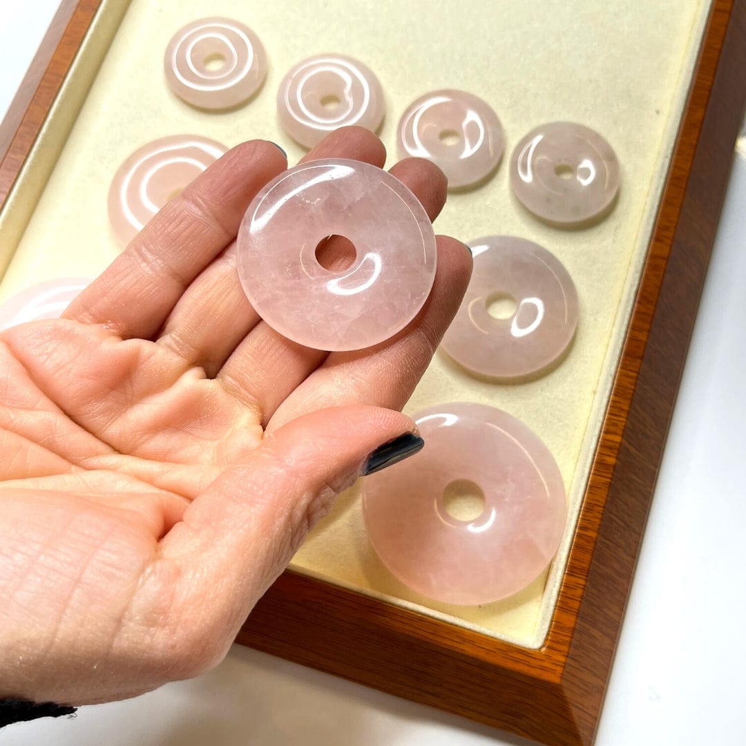 Donuts Quartz rose - 40mm - Breloques et pendentifs