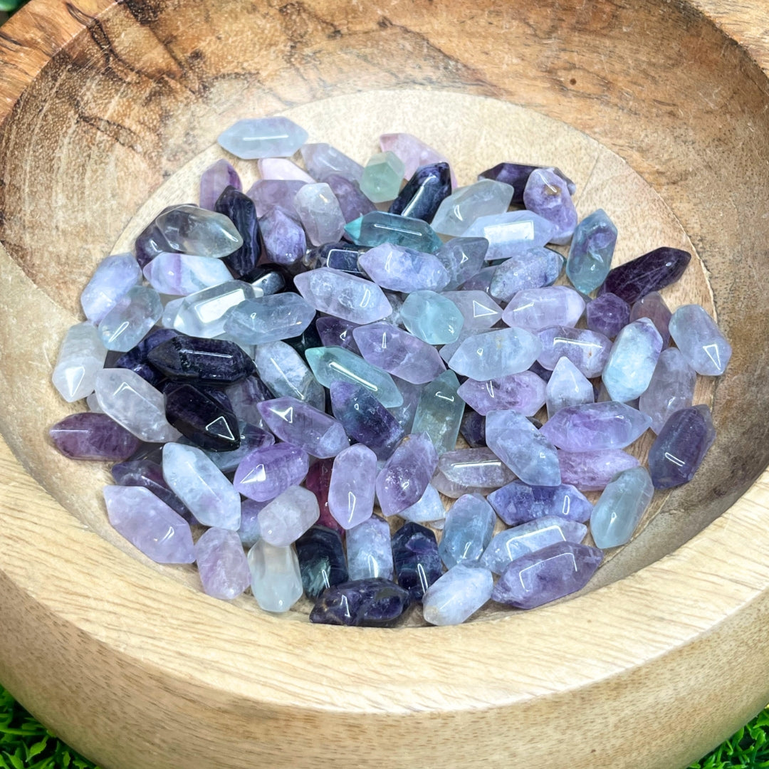 Double Pointe en Fluorite Arc-en-Ciel