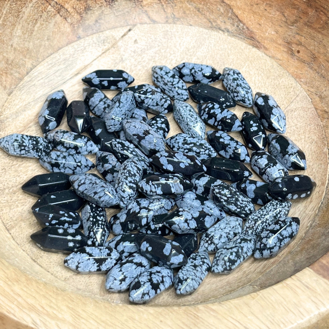 Double Pointe Obsidienne Flocon de Neige