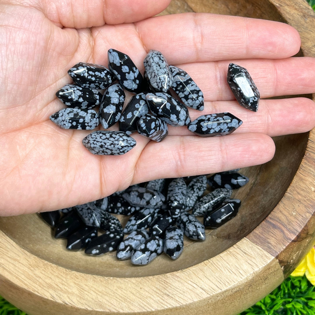 Double Pointe Obsidienne Flocon de Neige