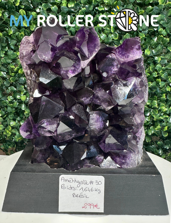 Druze Améthyste sur socle Bois #30 - Pierres et fossiles