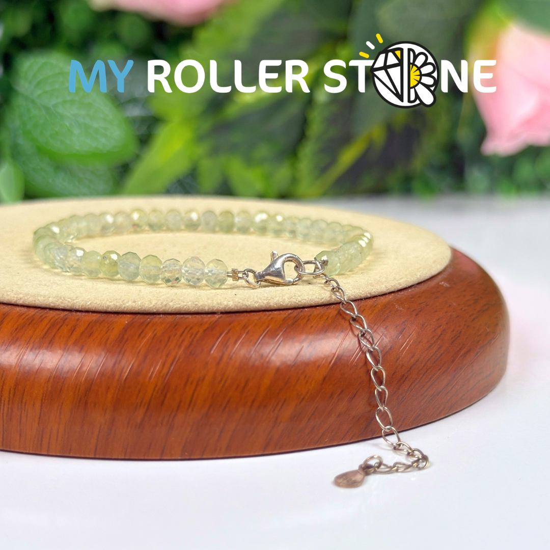 Bracelet Préhnite fermoir Argent