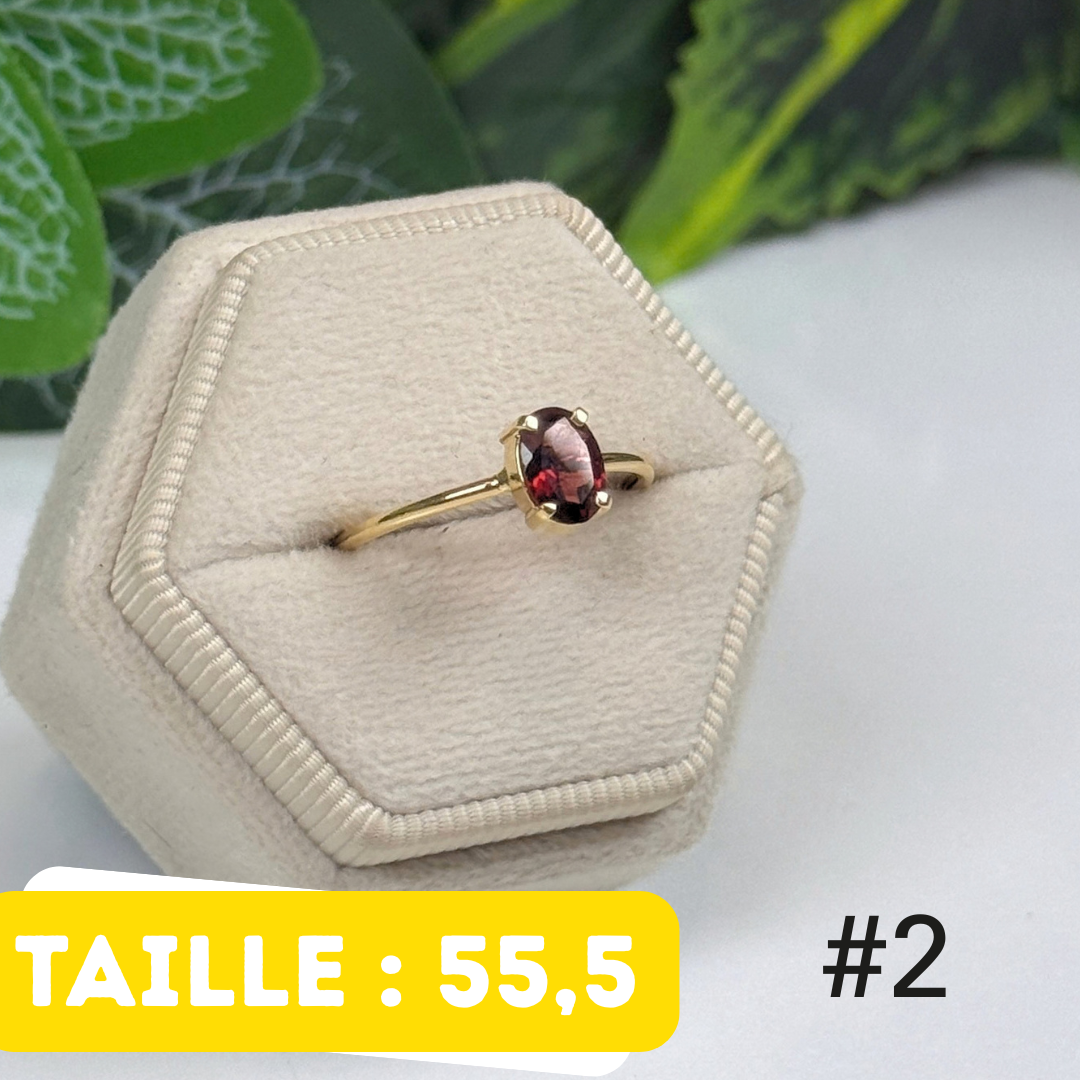 Bague Grenat Argent 925 Plaqué OR #2