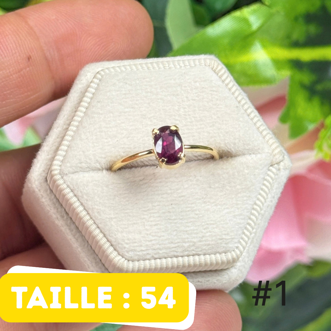 Bague Grenat Argent 925 Plaqué OR #1