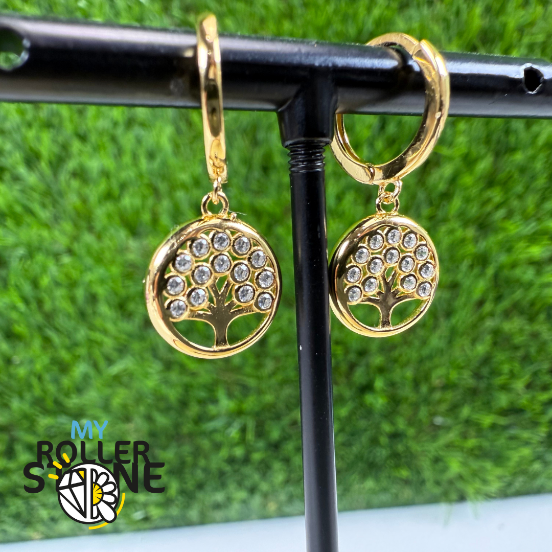 Boucles d'Oreilles Arbre de vie Argent 925 et strass