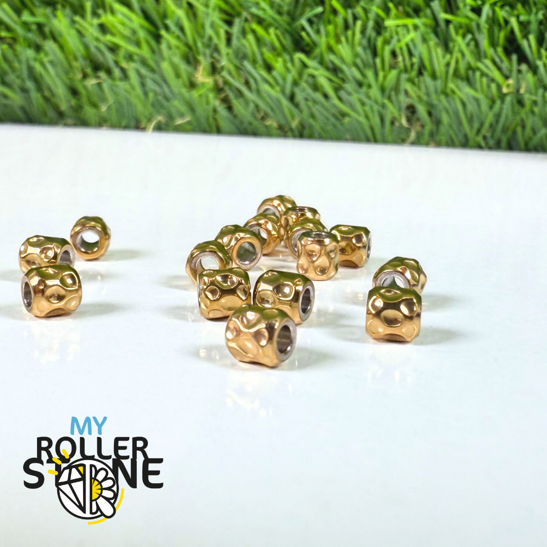 Perle Colonne martelée Laiton plaqué