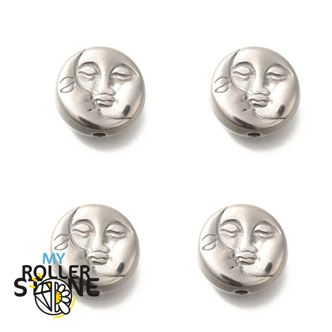 Perle Acier inoxydable Lune Soleil Visage