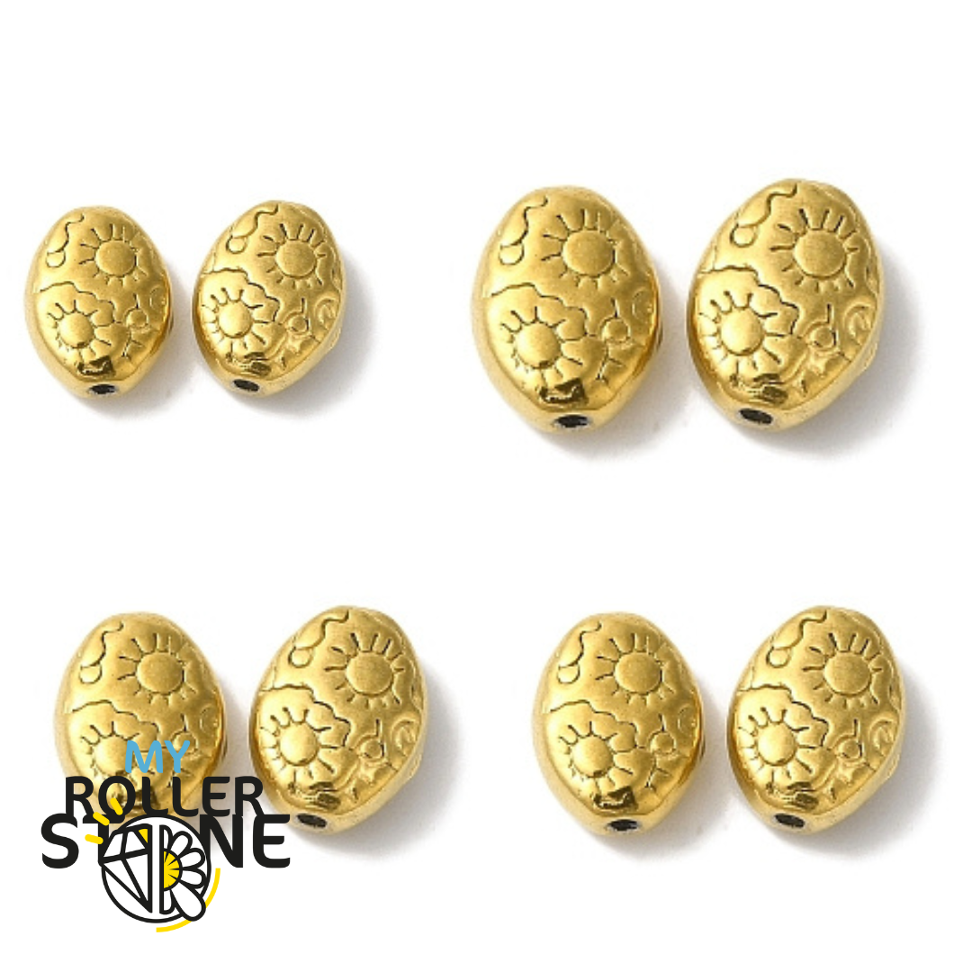 Perle acier inoxydable ovale soleil