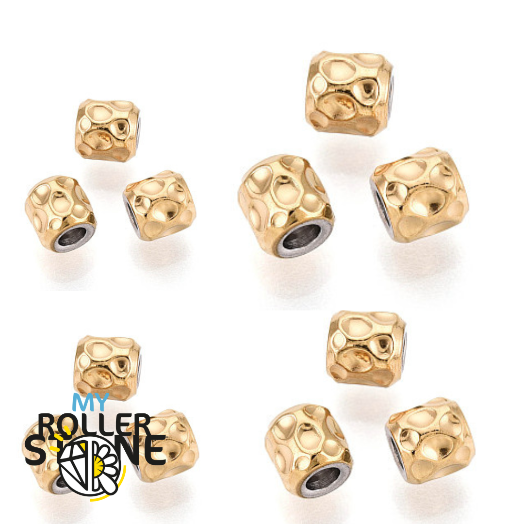 Perle Colonne martelée Laiton plaqué