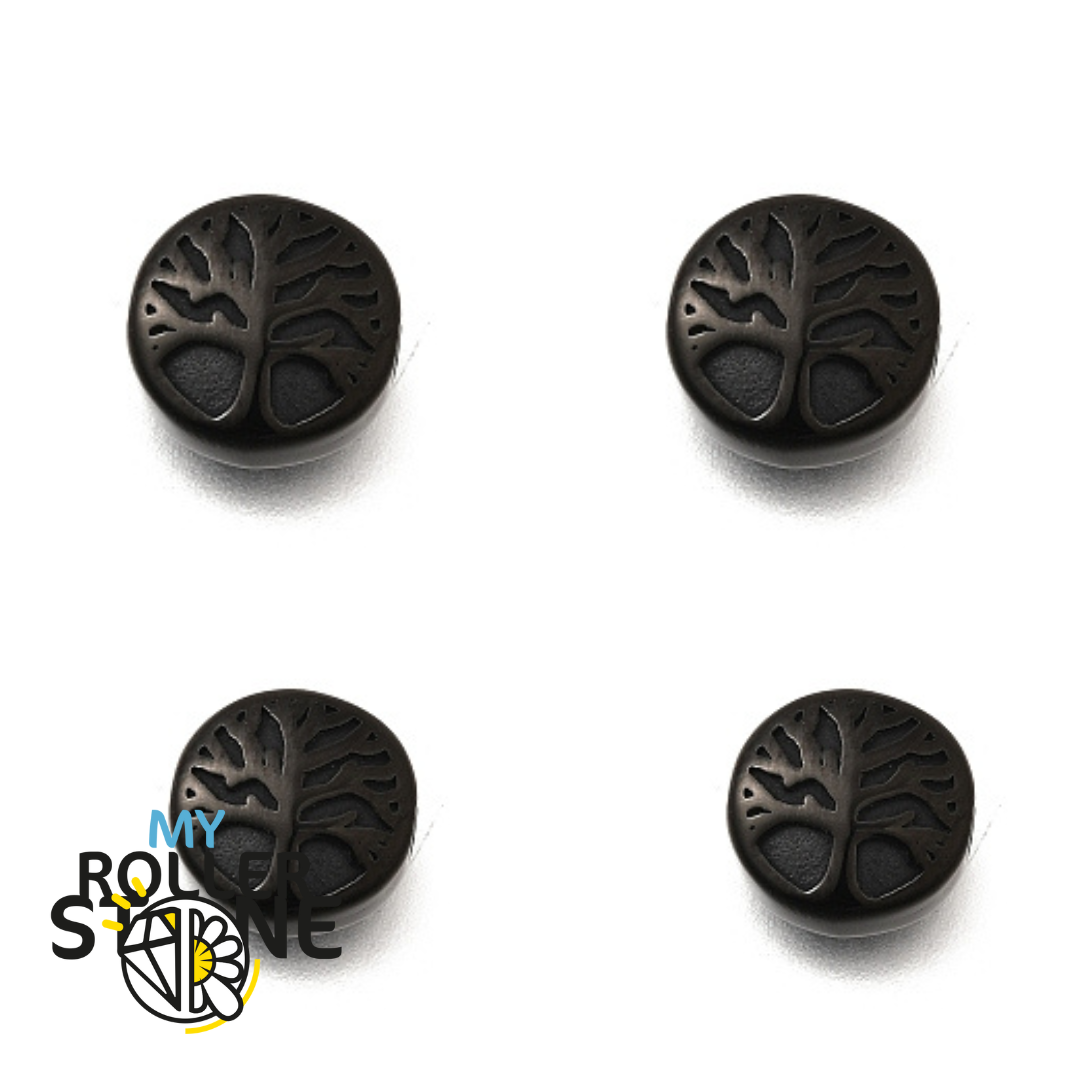 Perle acier inoxydable Fleur de vie noire