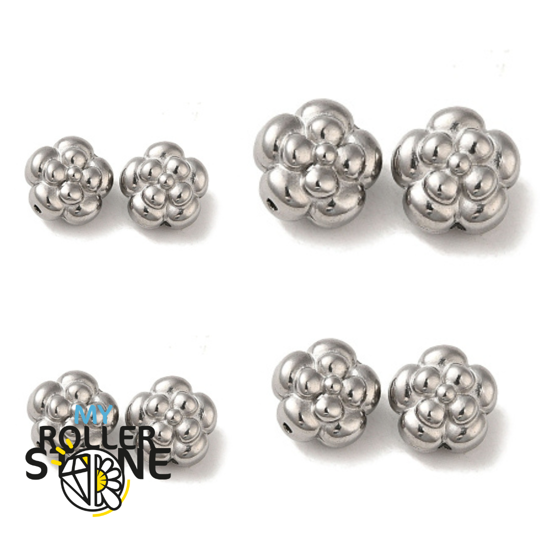 Perle acier inoxydable Fleur