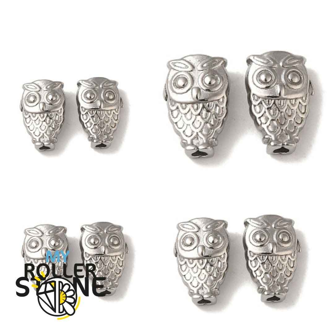 Perle acier inoxydable Hibou