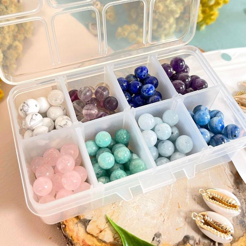 Set 3 Braccialetti In Pietre Naturali – Perle 4/6/8 Mm – Elastici, Unisex, In Scatola Regalo