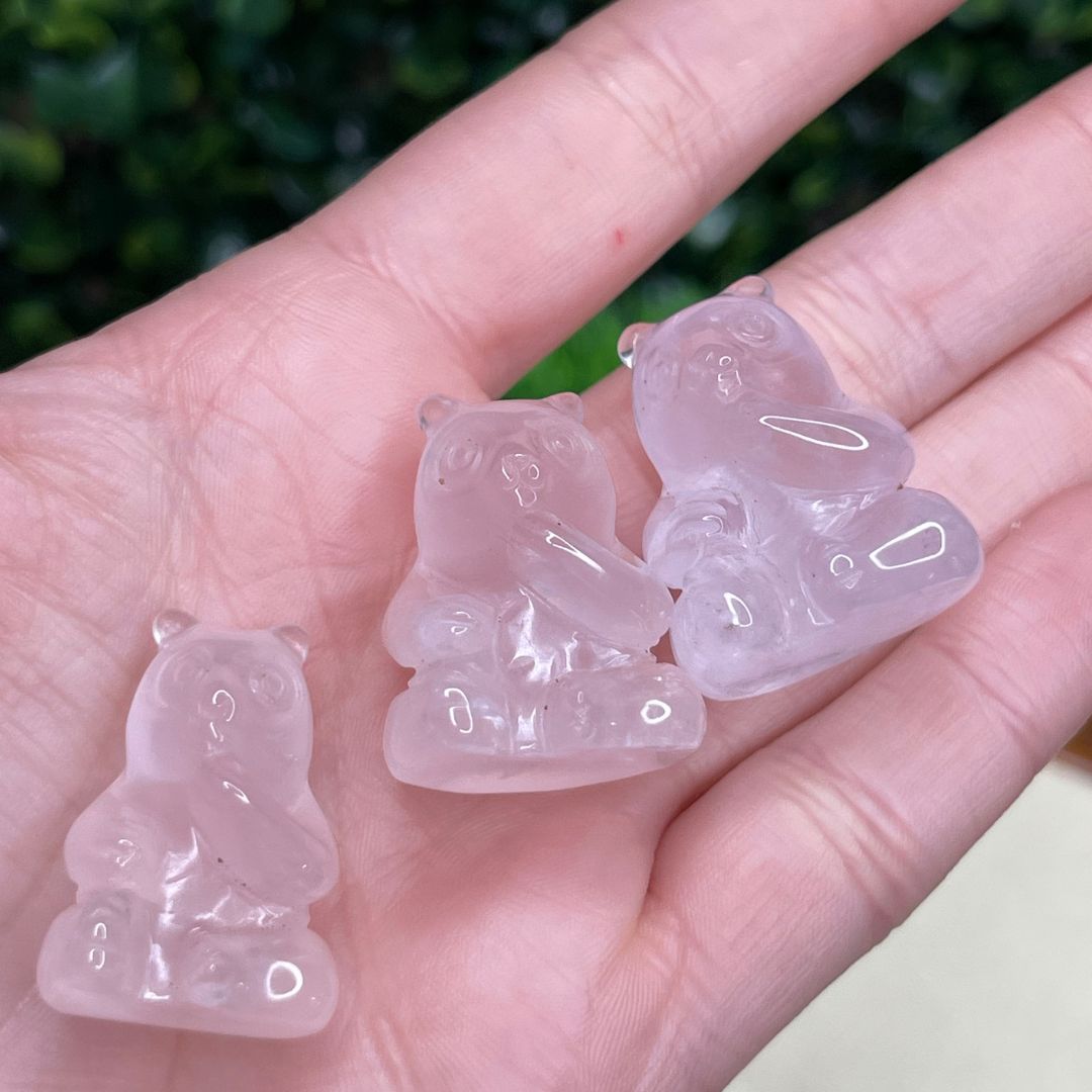 Ours en Quartz rose - sculpture