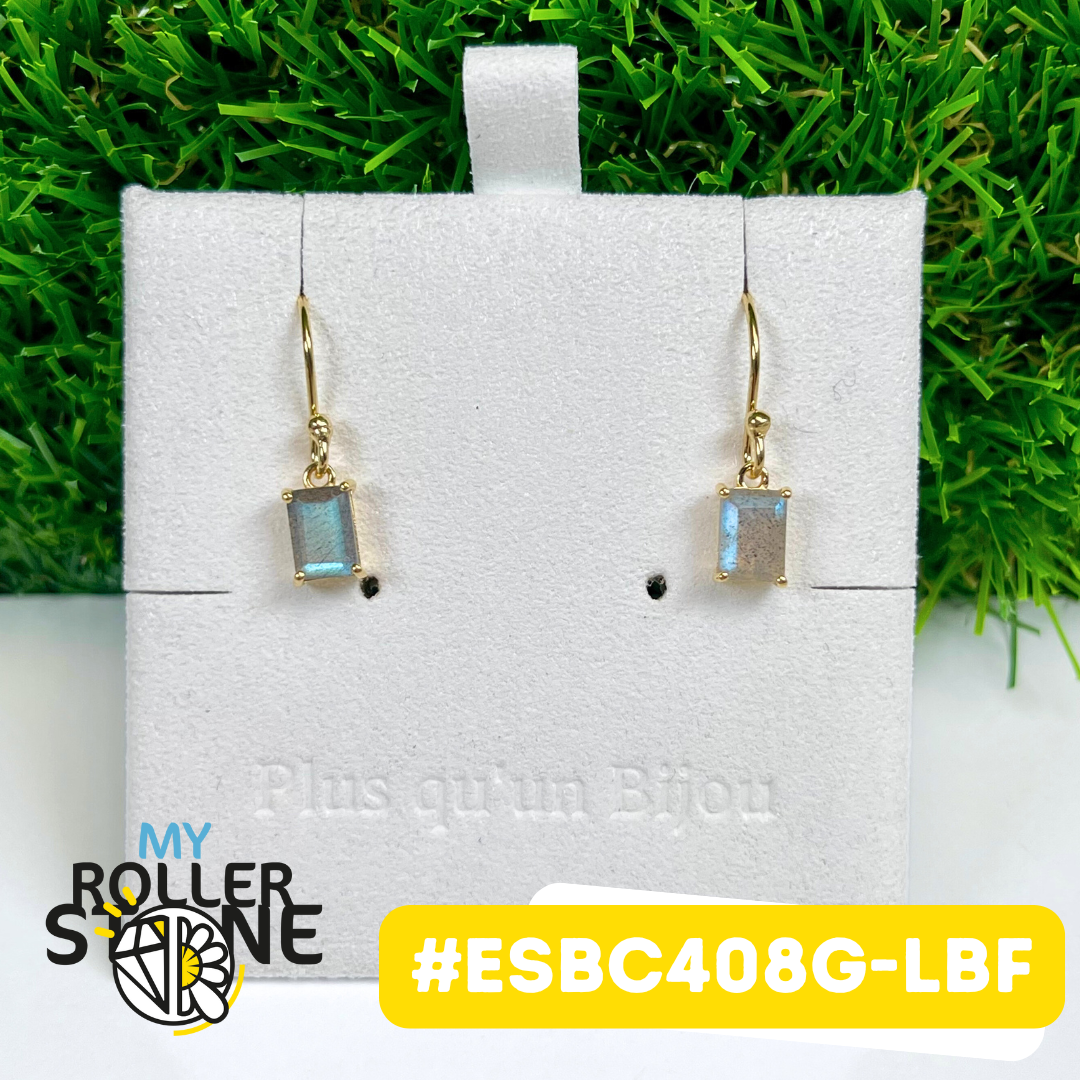Boucles d'oreilles Argent 925 plaqué Or Labradorite #ESBC408G-LBF