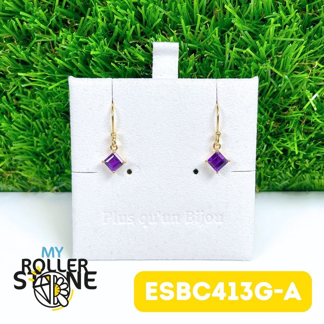Boucles d'oreilles Argent 925 plaqué or Améthyste ESBC413G-A