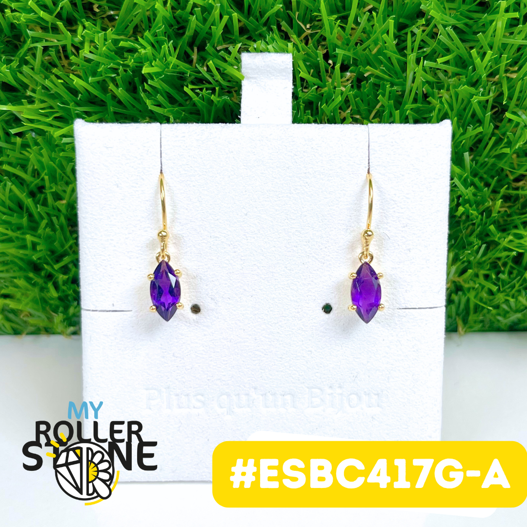 Boucles d'oreilles Argent 925 plaqué or Améthyste ESBC417G-A