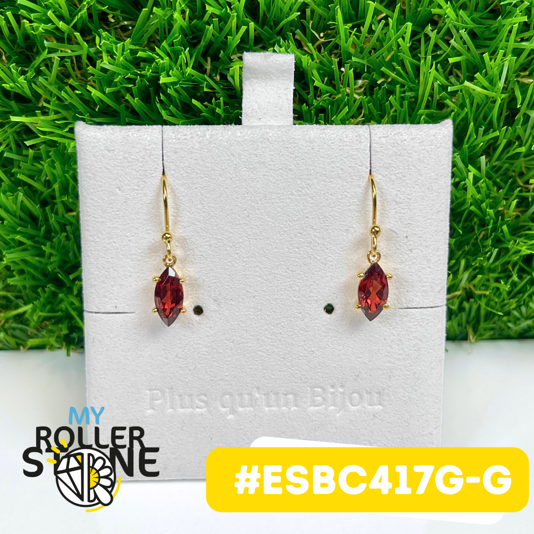 Boucles d'Oreilles Argent 925 plaqué or Grenat #ESBC417G-G