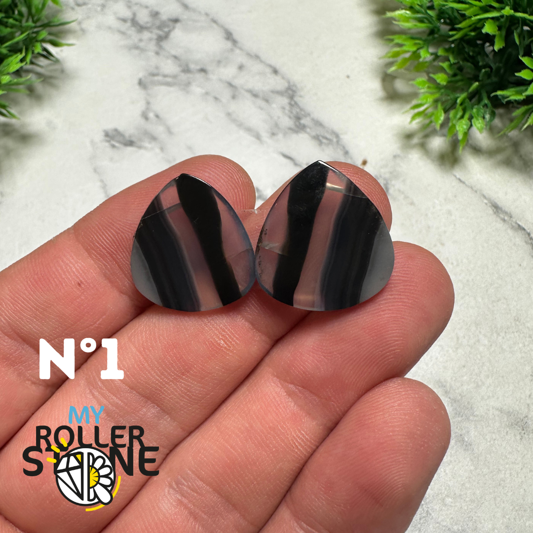 Paire de cabochons Agate Montana forme libre