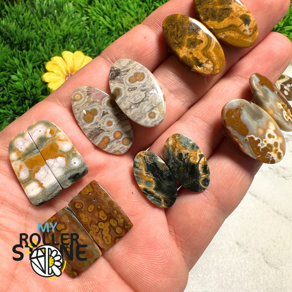 Paire de Cabochons Jaspe Océan