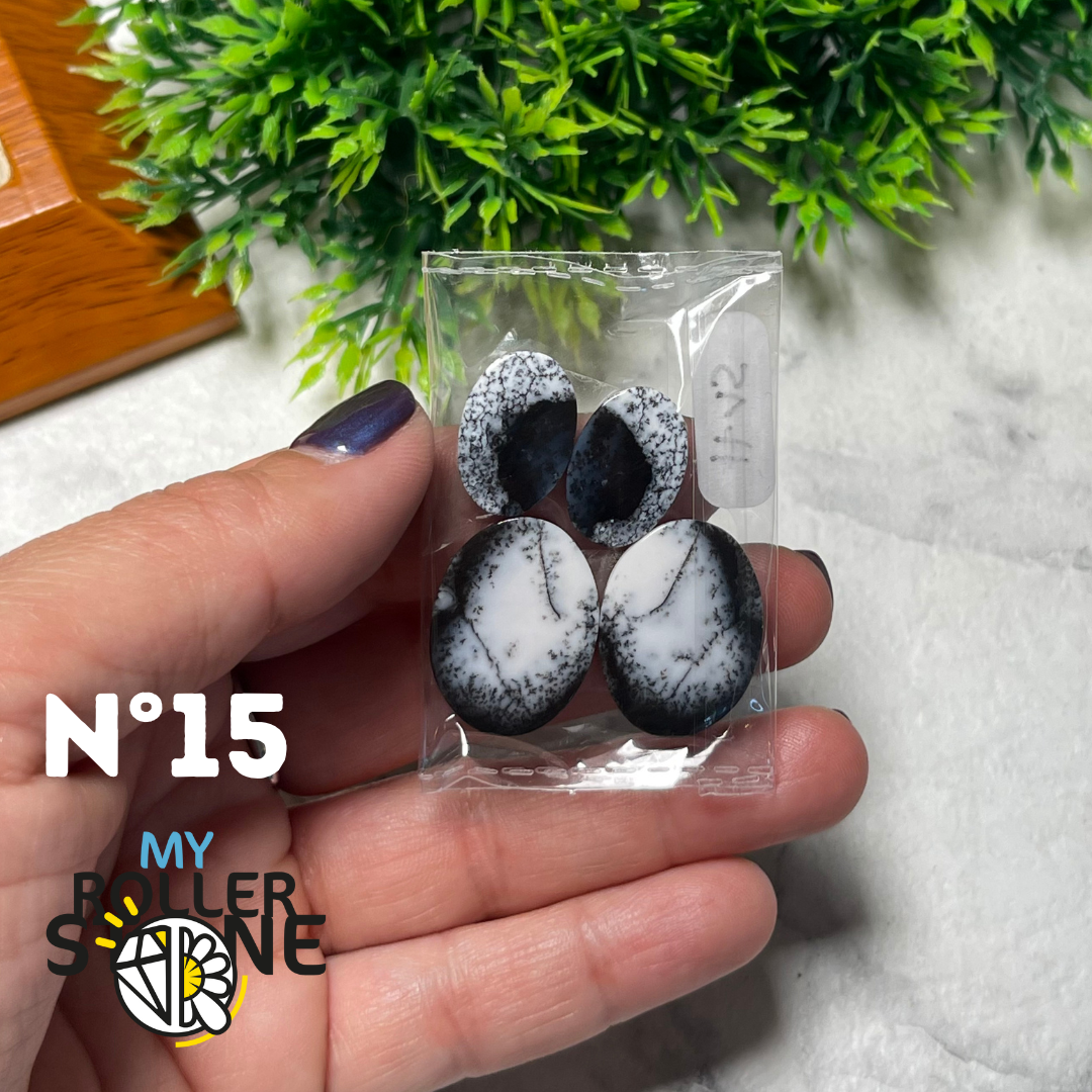 Paire de cabochons Opale Dendritique - 15 - Breloques et pendentifs