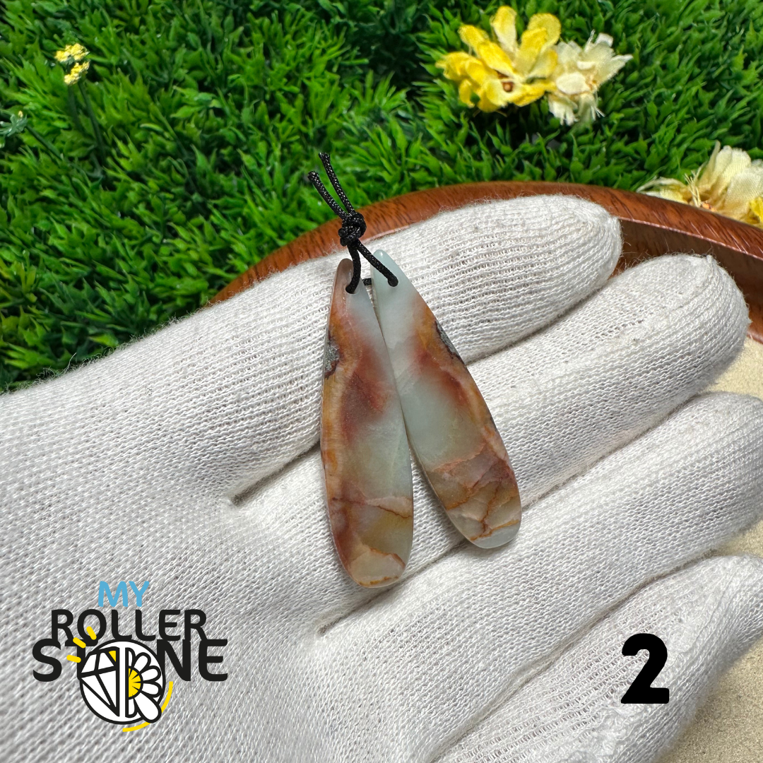 Paire de Cabochons percées Amazonite - Breloques et pendentifs