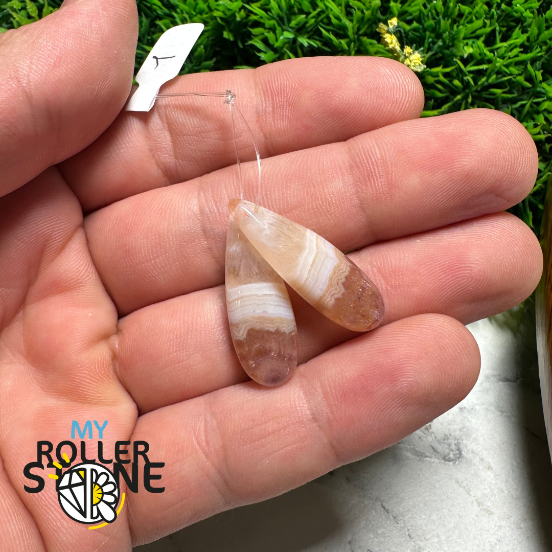 Paire de Cabochons percées Améthyste Agatisée Goutte - 1 - Breloques et pendentifs