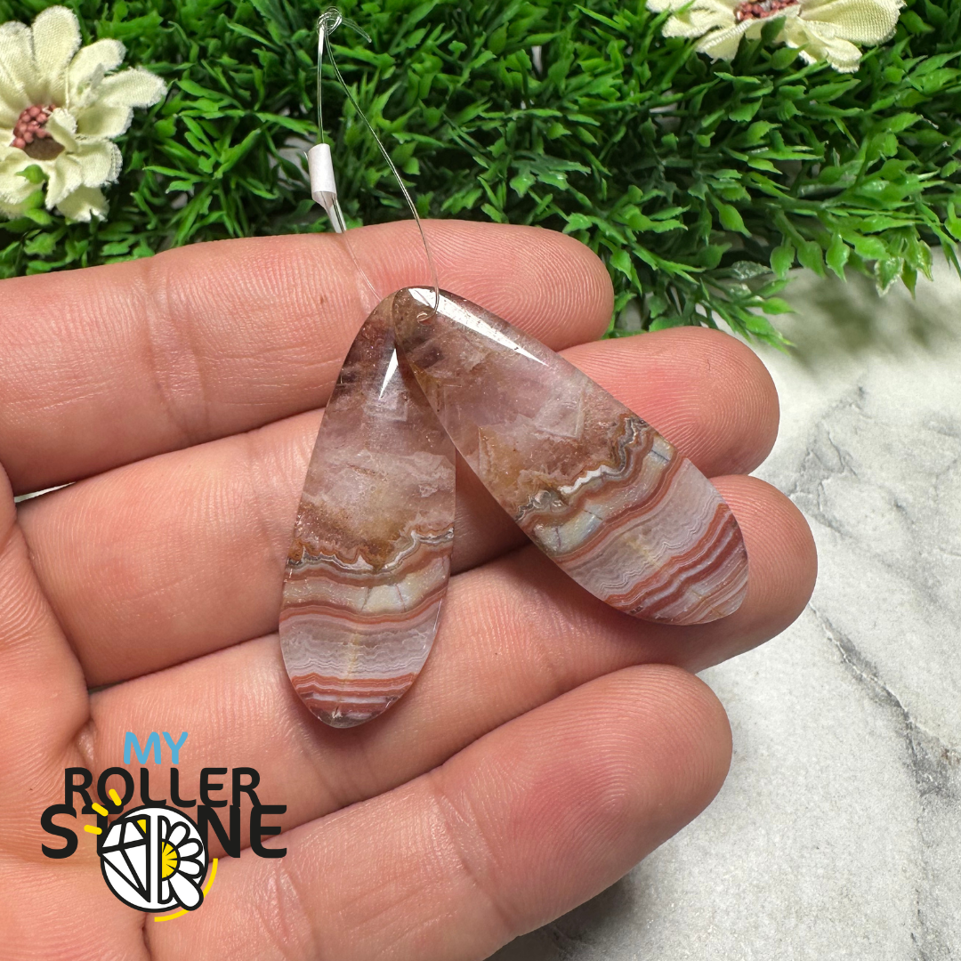 Paire de Cabochons percées Améthyste Agatisée Goutte ovalisée - 1 - Breloques et pendentifs