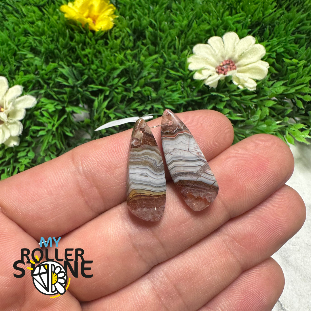 Paire de Cabochons percées Améthyste Agatisée Goutte pendante - 1 - Breloques et pendentifs