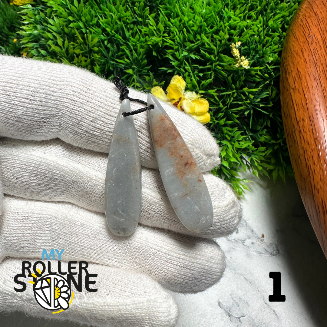 Paire de Cabochons percées Angélite - 2 - Breloques et pendentifs