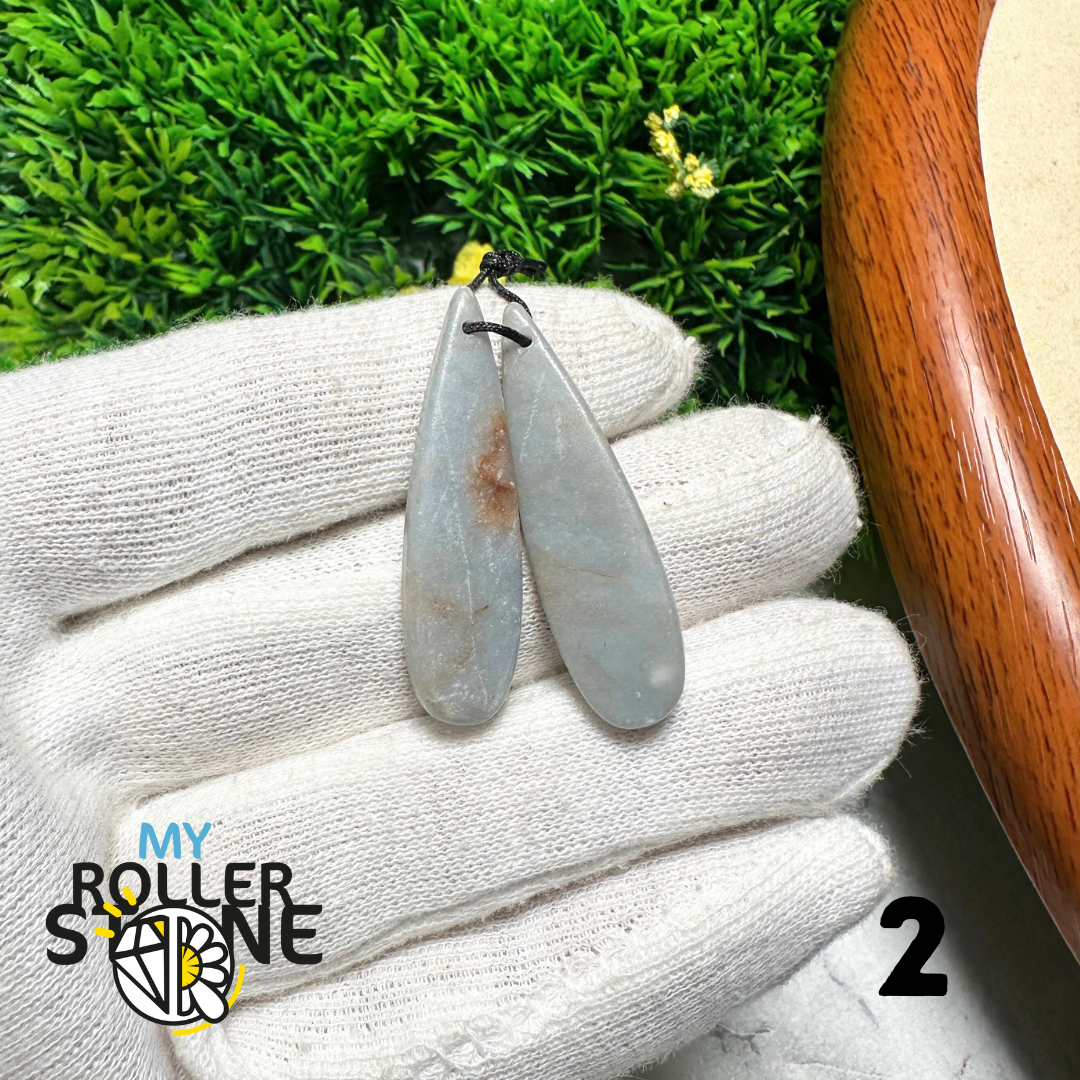 Paire de Cabochons percées Angélite - 2 - Breloques et pendentifs