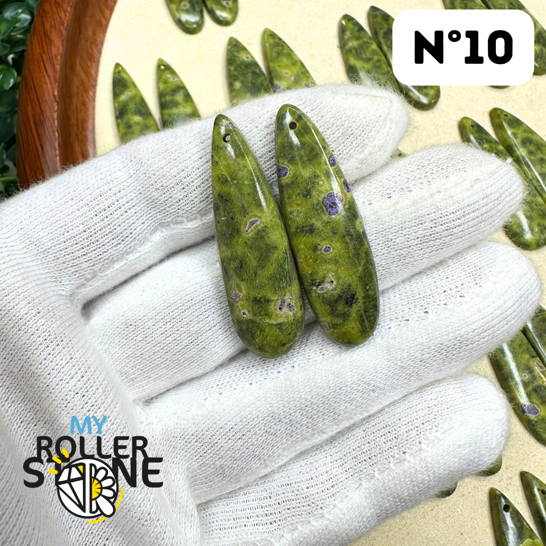 Paire de Cabochons percées Atlantisite - Breloques et pendentifs