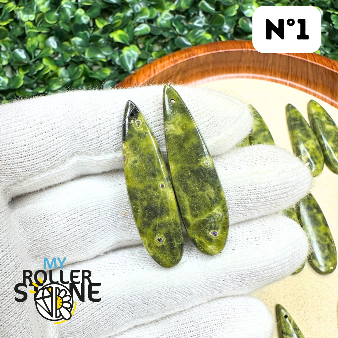 Paire de Cabochons percées Atlantisite - Breloques et pendentifs