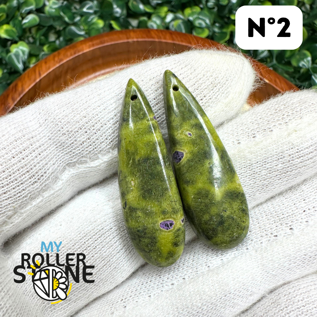 Paire de Cabochons percées Atlantisite - Breloques et pendentifs