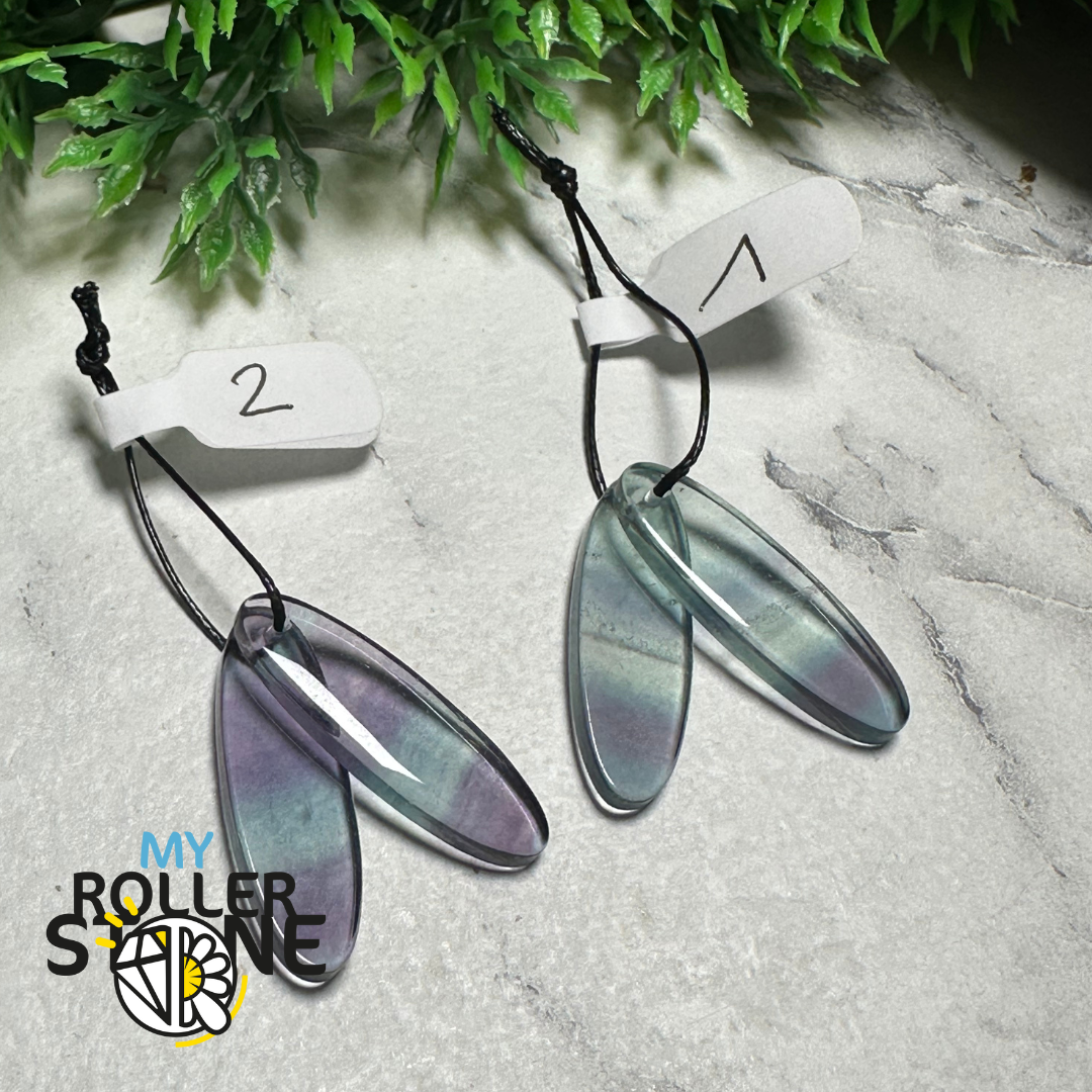 Paire de Cabochons percées Fluorite Goutte - 1 - Breloques et pendentifs